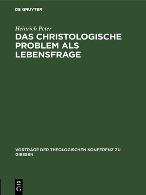 cover image of Das christologische Problem als Lebensfrage